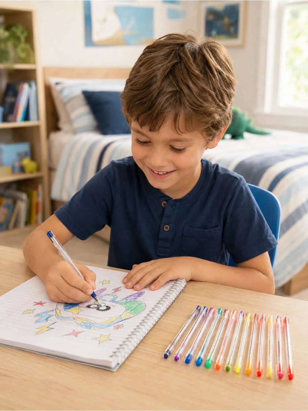 12-Color Gel Pen Set — Assorted Bright Colors